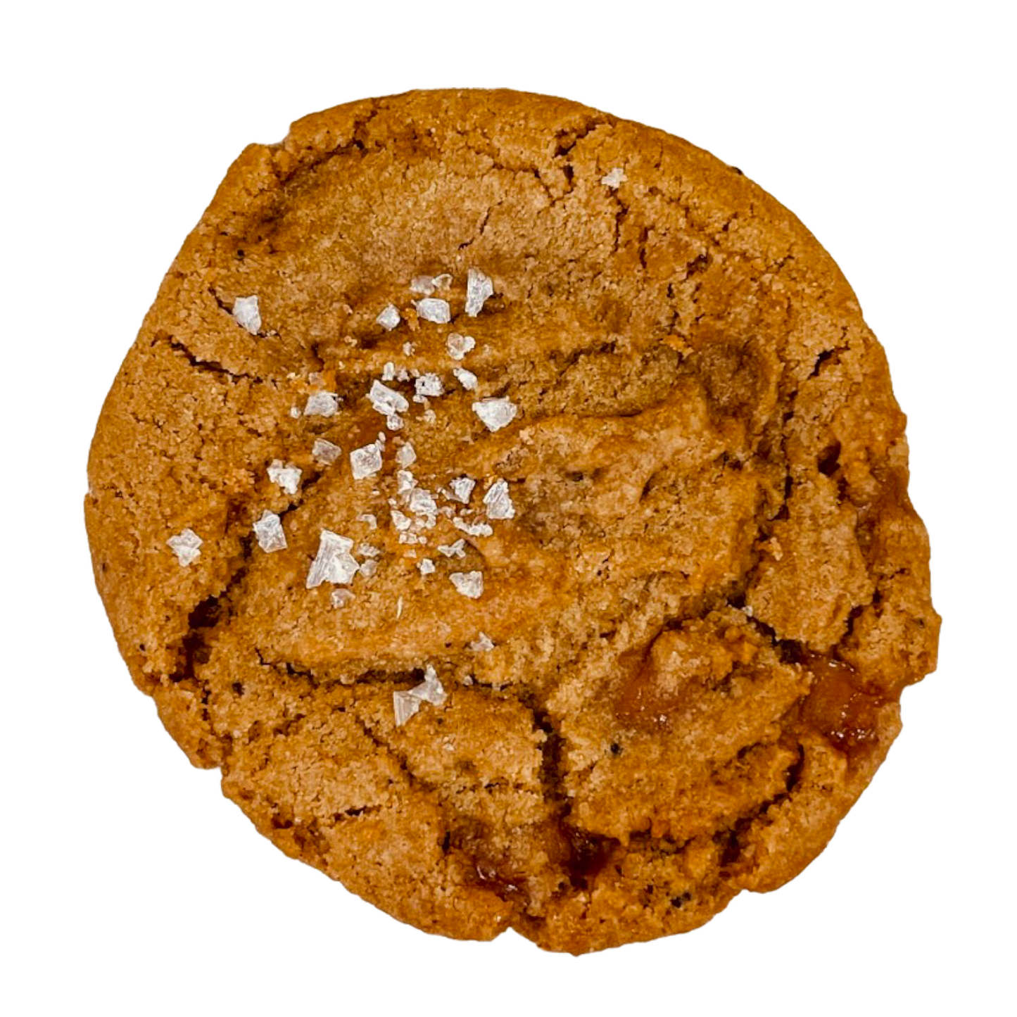 Close up of a salted caramel cookie