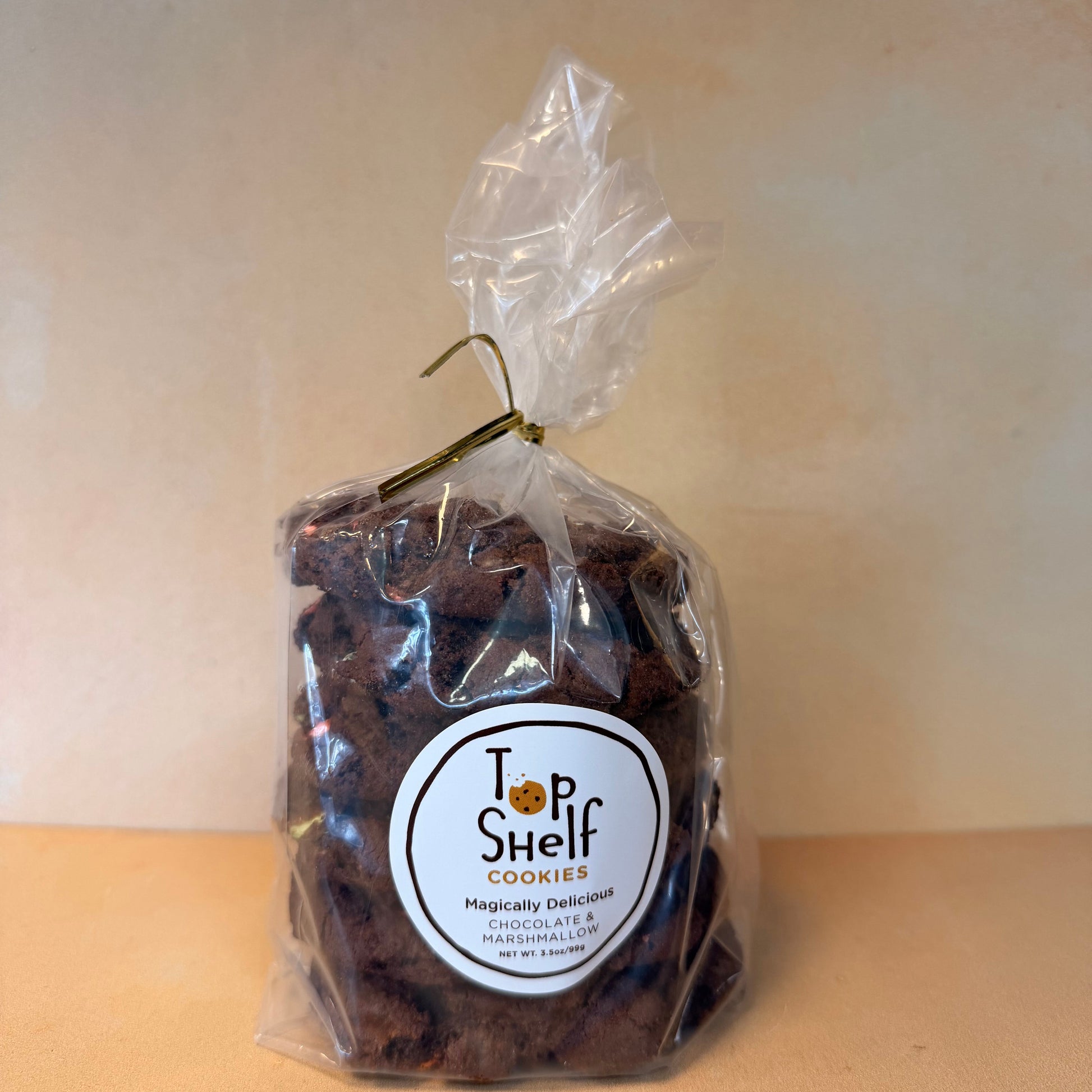 Packaged product with a label on a beige background